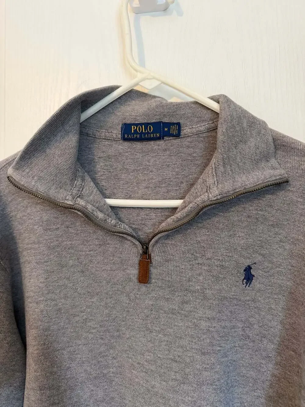 Polo Ralph Lauren Men's Gray 1/4 Quarter Zip Mock Neck Cotton Pullover Sweater M